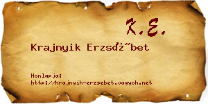 Krajnyik Erzsébet névjegykártya